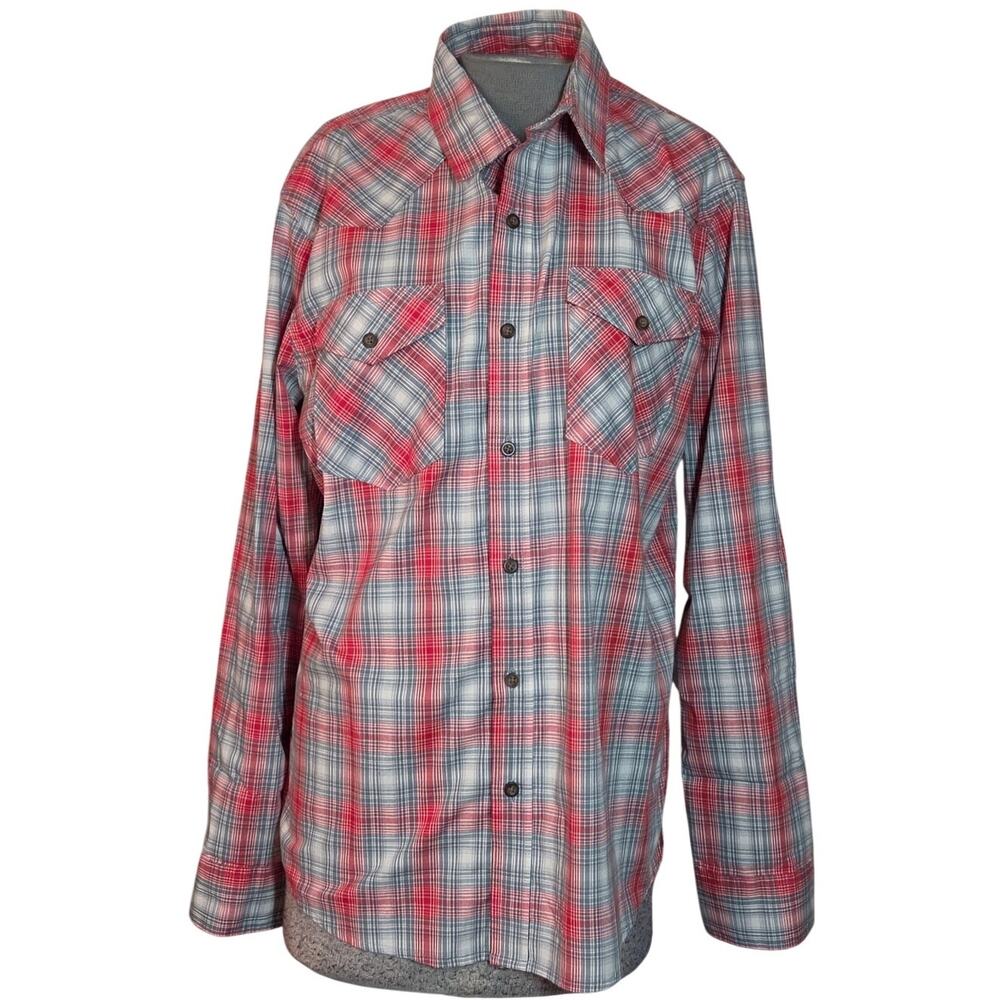 Plaid Button Down Cotton Blend Shirt Size Medium